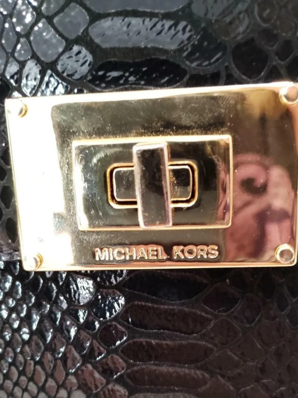 🖤 VTG MICHAEL KORS Black Python Embossed Sloan Flap Bag🖤